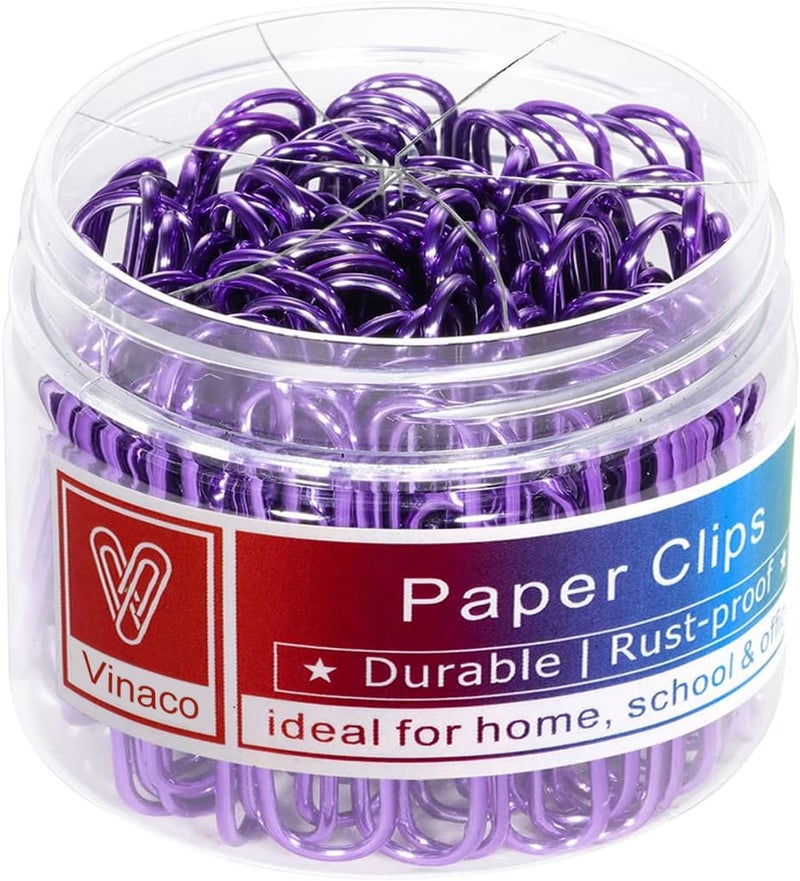 Vinaco Purple Paper Clips, 400PCS Medium & Jumbo (1.3 & 2 inch) Durable, Rustproof Coated Paper Clips for Office & School Document Organizing - Image 1