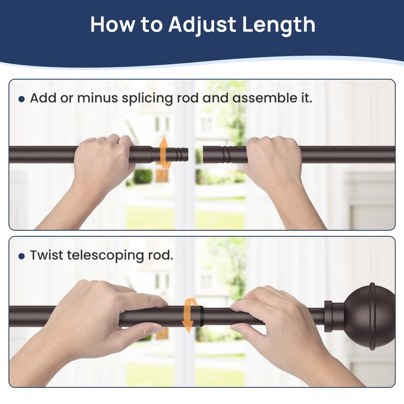 ENJOYBASICS No Drill Curtain Rods for Window 28 to 47 Inches, 5/8 Inch Diameter Renter Friendly Drapery Rod with Adhesive Brackets without Drilling, Adjustable from 27 to 52 Inches, Bronze - Image 5