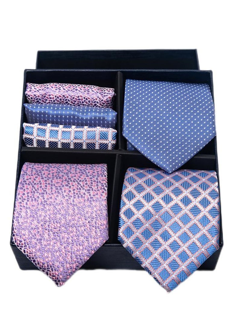6pcs men's gift box set 3 ties 3 chest scarves fashion business tie square scarf set  - Image 1