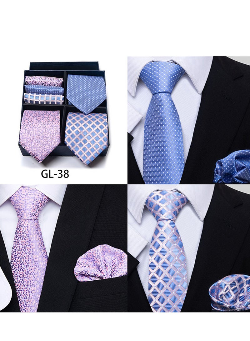 6pcs men's gift box set 3 ties 3 chest scarves fashion business tie square scarf set  - Image 2