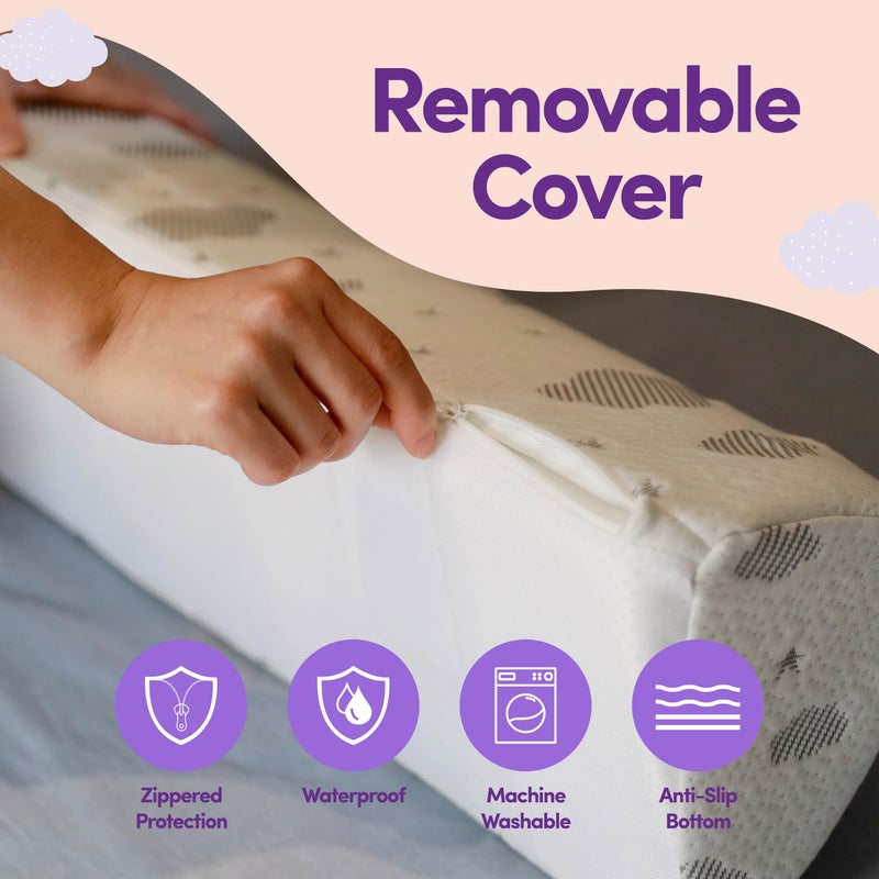 ComfyBumpy درابزين سرير كومفي بامبي للأطفال | درابزين سرير للأطفال مع غطاء قابل للغسل - واقي سرير من الفوم للأطفال - حاجز سرير للسرير المزدوج، الملكي، والملكة [1-Pack] - Image 5