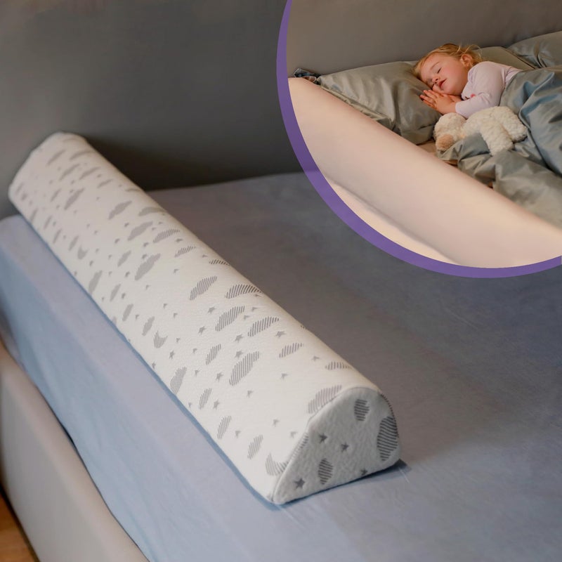ComfyBumpy درابزين سرير كومفي بامبي للأطفال | درابزين سرير للأطفال مع غطاء قابل للغسل - واقي سرير من الفوم للأطفال - حاجز سرير للسرير المزدوج، الملكي، والملكة [1-Pack] - Image 1