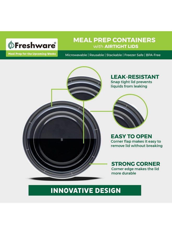 Freshware Meal Prep Bowl Containers [30 Pack] Plastic Bowls with Lids for Soup and Salad, Food Storage Bento Box, BPA Free, Stackable, Lunch Boxes, Microwave/Dishwasher/Freezer Safe (28 oz) - Image 2