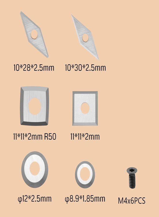 SainSmart 18pcs Tungsten Carbide Cutters Inserts Set, SainSmart Wood Lathe Turning Tool Replacement Cutter Accessories, 11mm Square, 11mm Square with Radius, 12mm Round, 8.9mm Round, 30x10mm & 28x10mm Diamond - Image 3