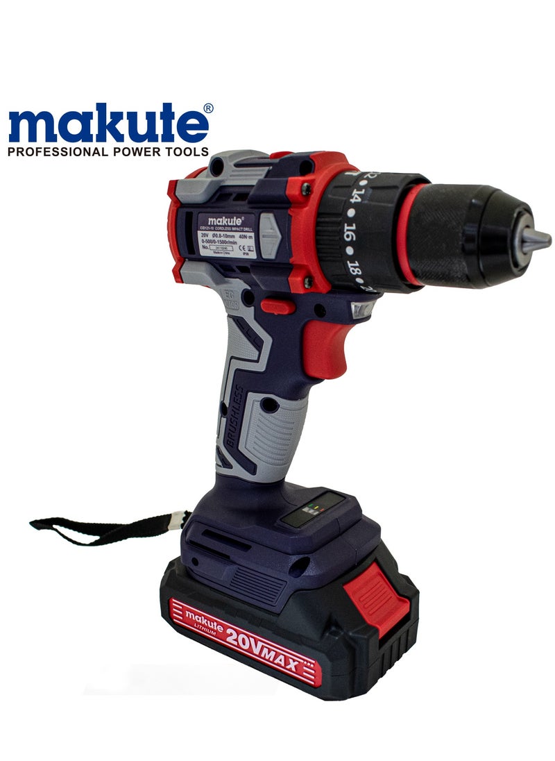 makute 20V 10mm Drill with 2 batteries, 1500rpm, ISO9001 Quality Certificate  - Image 4