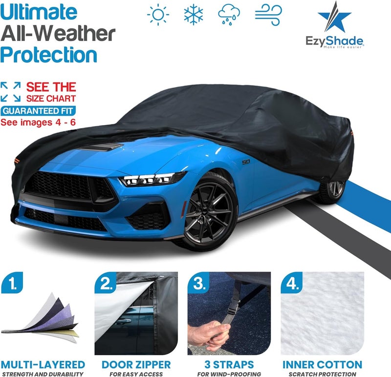 EzyShade C4 Car Cover - Black - Image 2