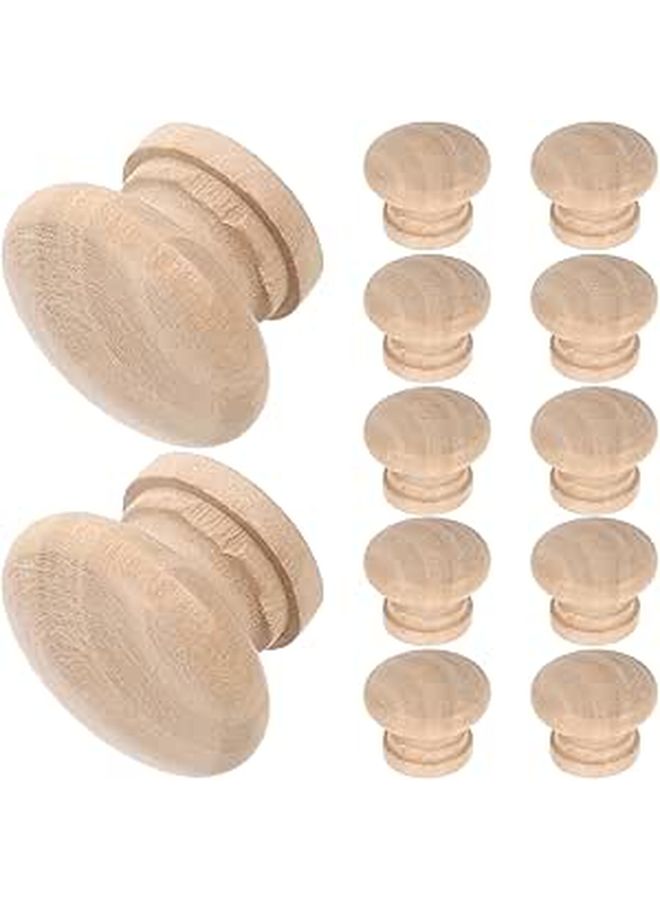 12pcs Wooden Mushroom Cabinet Knobs Drawer Pulls Retro Single Hole Dresser Handles with Screws Kitchen Closet - Image 1