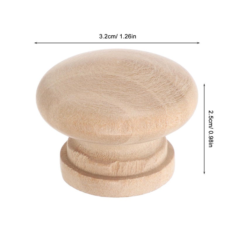 12pcs Wooden Mushroom Cabinet Knobs Drawer Pulls Retro Single Hole Dresser Handles with Screws Kitchen Closet - Image 3