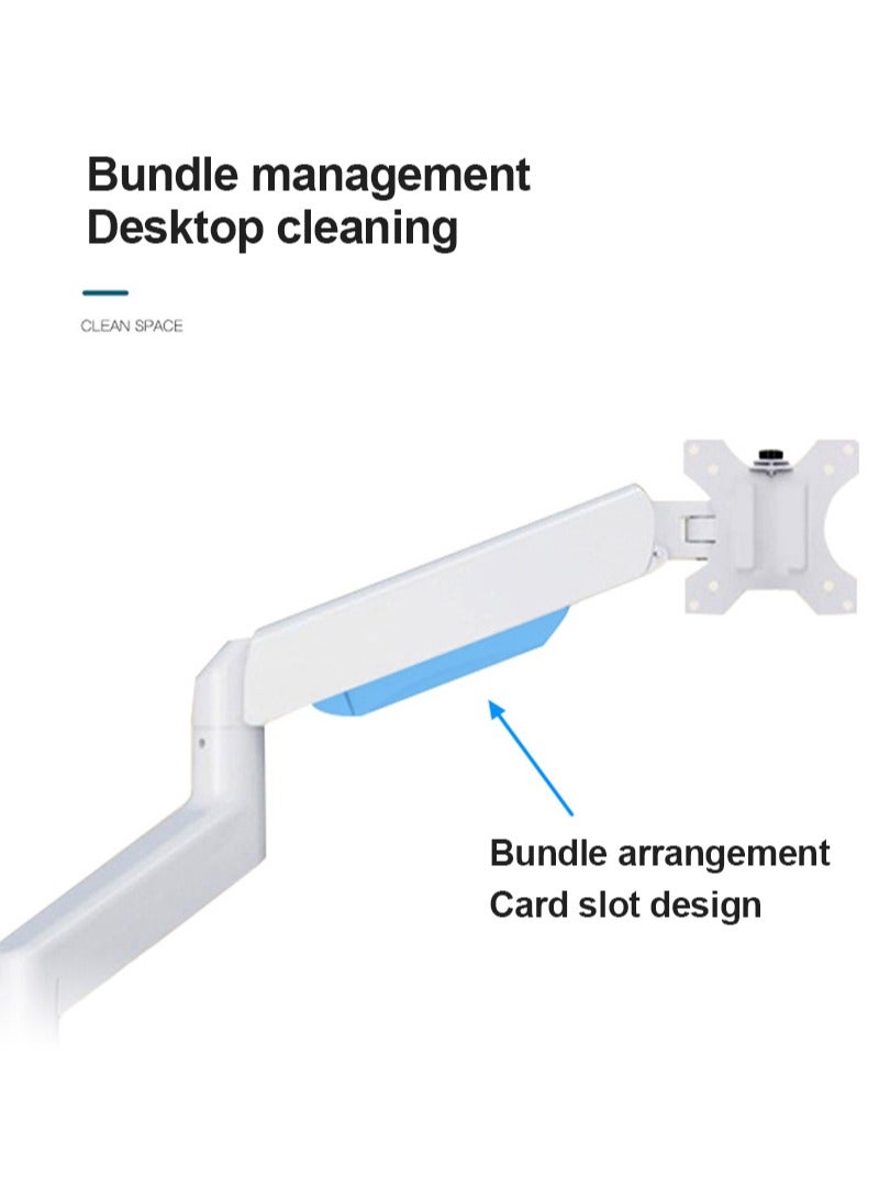 FlashHawk Full Motion Tilt Swivel Single Monitor Arm Stand with Clamp and Grommet Base for 13-32 inch Screen Monitor - Image 5