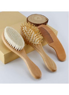 U-HOOME Baby Hair Brush And Comb Set For Newborn Wooden Baby Hair Brush Set With Soft Goat Bristle Cradle  - Image 1