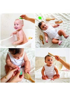 U-HOOME Baby Hair Brush And Comb Set For Newborn Wooden Baby Hair Brush Set With Soft Goat Bristle Cradle  - Image 2
