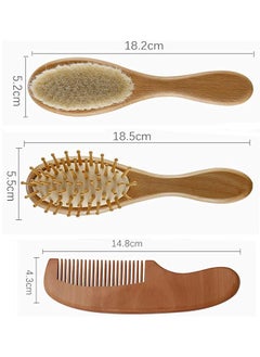 U-HOOME Baby Hair Brush And Comb Set For Newborn Wooden Baby Hair Brush Set With Soft Goat Bristle Cradle  - Image 3