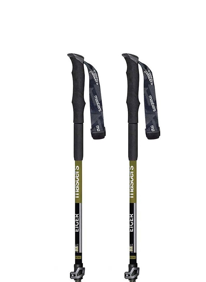 Masters Trekking Poles Eiger  (Black/Green) – AluTech 7075 Aluminum Hiking Poles, Adjustable 115–140 cm (70 cm Collapsed), Wing Lock System, Carbide Tips, Lightweight 272g, Extended Palmo Long Grip, Durable Trekking Poles for Hiking & Outdoor Adventure - Image 2