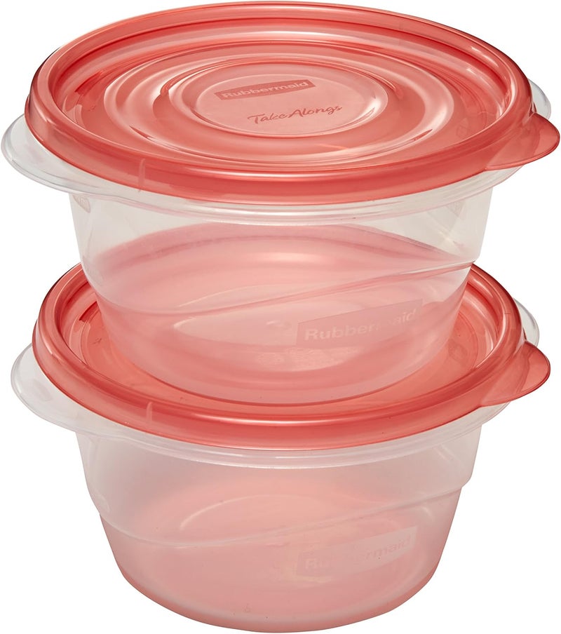 Rubbermaid TakeAlongs Small Bowl Food Storage Containers 32 Cup Tint Chili 2 Count - Image 3