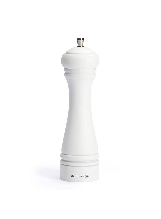De Buyer Java Pepper Mill Matte White 8.25” Stainless Steel & Beechwood Includes Knob To Adjust Grind Size Corrosion Resistant Made In France - Image 1