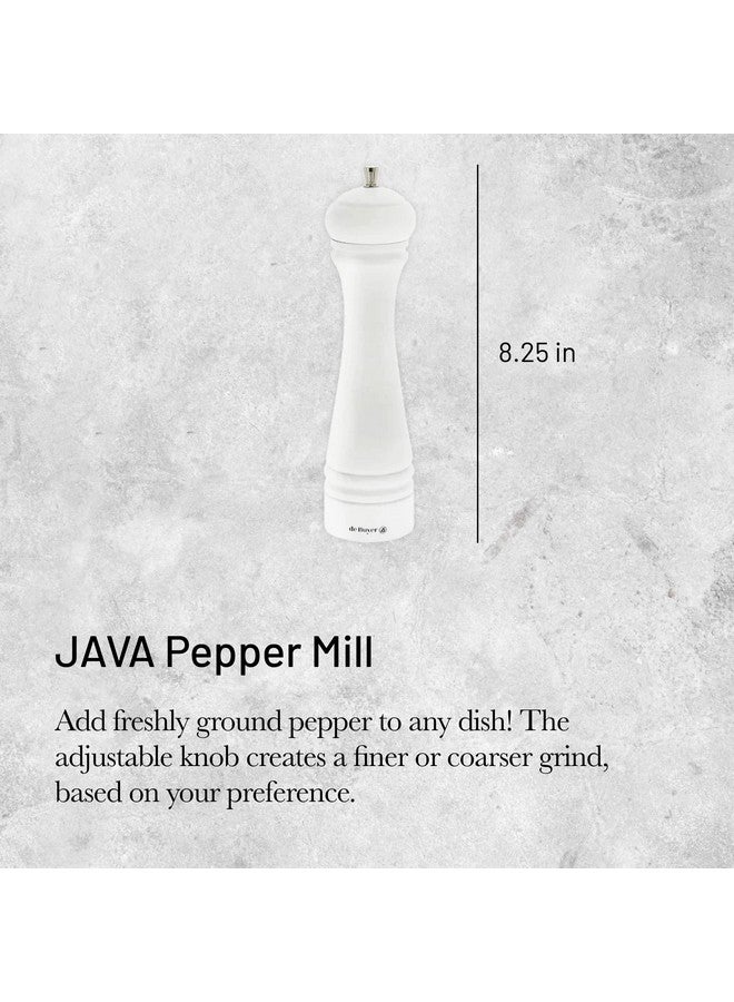De Buyer Java Pepper Mill Matte White 8.25” Stainless Steel & Beechwood Includes Knob To Adjust Grind Size Corrosion Resistant Made In France - Image 2