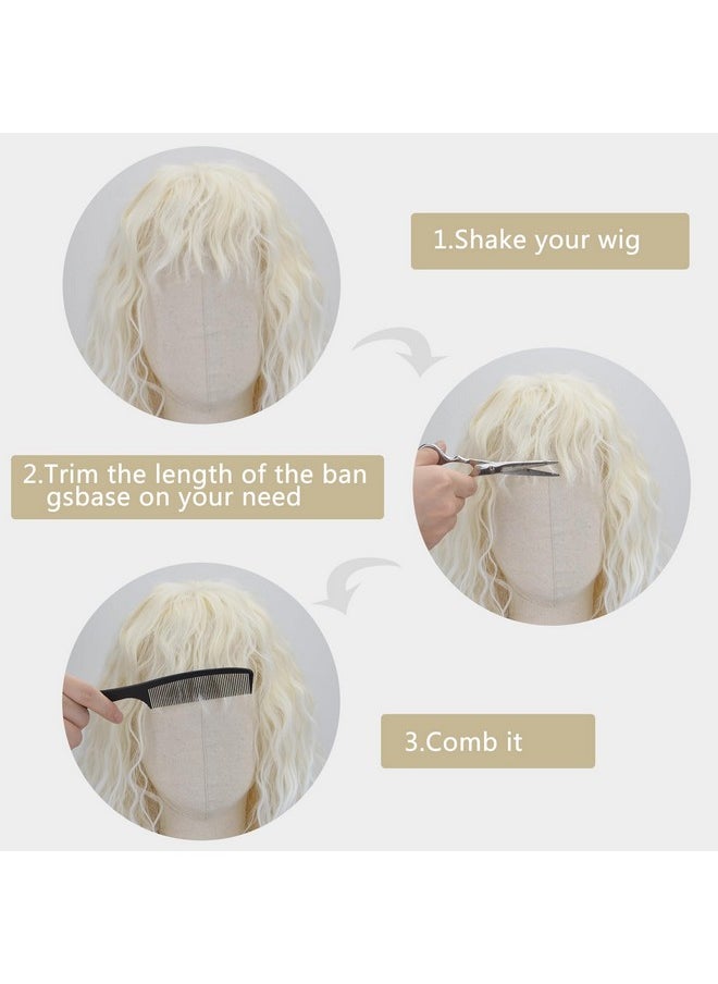 Free beauty - Ree Beauty Glow In The Dark Wig With Bangs For Women 26 Inch Long Wavy Hair Wig White Ombre Blonde Wig Synthetic Heat Resistant Fiber Wig For Party Cosplay Use - Image 1