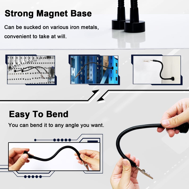 Beclumas 2 Pack Magnetic Helping Hands Soldering Flexible Gooseneck Metal Arms For Automobile Electronics Soldering Jewelry  Painting Art Crafts Hobby With Adjustable Alligator Clips - Image 4