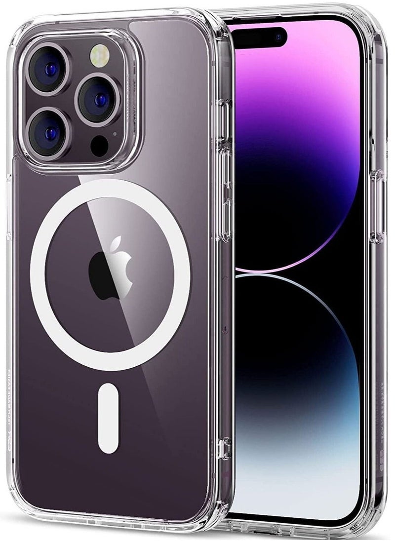 Raxoom iPhone 14 Pro Max Meg-safe case | Anti Yellowing clear case | ultra slim Anti-Scratch Hard back cover | Shockproof Corner Bumper Protection | Wireless charging compatible iphone 14 pro max cover - Image 1
