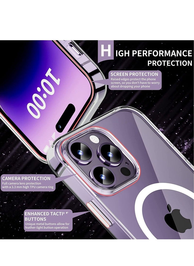 Raxoom iPhone 14 Pro Max Meg-safe case | Anti Yellowing clear case | ultra slim Anti-Scratch Hard back cover | Shockproof Corner Bumper Protection | Wireless charging compatible iphone 14 pro max cover - Image 2