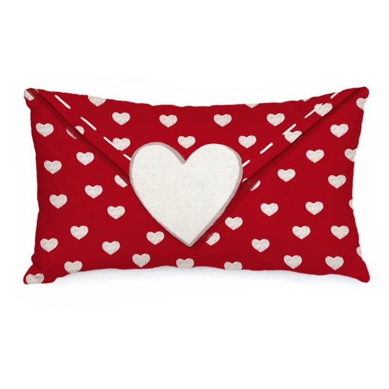 AACORS Valentines Day Lumbar Pillow Cover 12X20 Heart Decorations Farmhouse Home Decorative Cushion Case Decor for Sofa Couch AA08312
