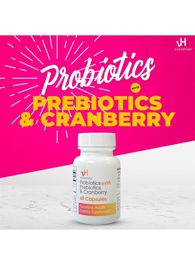 vH Essentials Probiotics with Prebiotics and Cranberry Feminine Health Supplement - 60 Capsules - Image 2