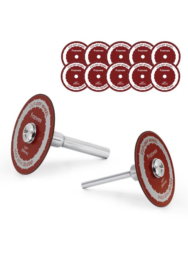 Prozwee 10 Pack 1.97" Cut Off Wheels with 2 Shank(1/4" Mandrel+1/8" Mandrel),Fiberglass Reinforced Rotary Tool Cutting Disc Set - Image 1