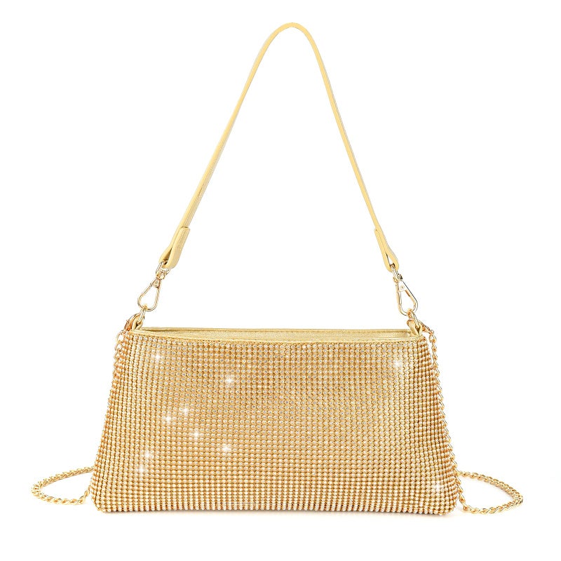 Valleycomfy Bling Evening Clutch Bag for Women Lady Girl Bride Rhinestone Purse For Prom Cocktail Party Wedding Engagement, Gold - Image 1