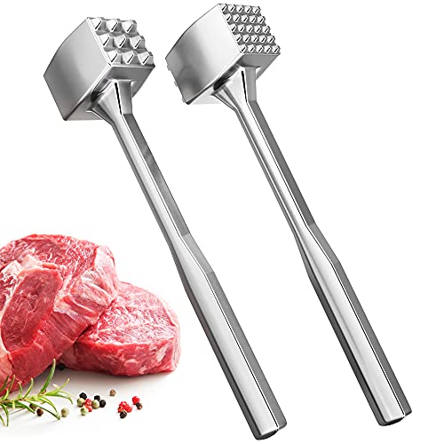 MHH Meat Tenderizer 1 pcs Aluminium Mallet DualSided  Tenderizer Tool Kitchen Pounder  Home Hammer for Tenderizing Ice Steak Stainless Veal  Chicken Safe Beater 1309479