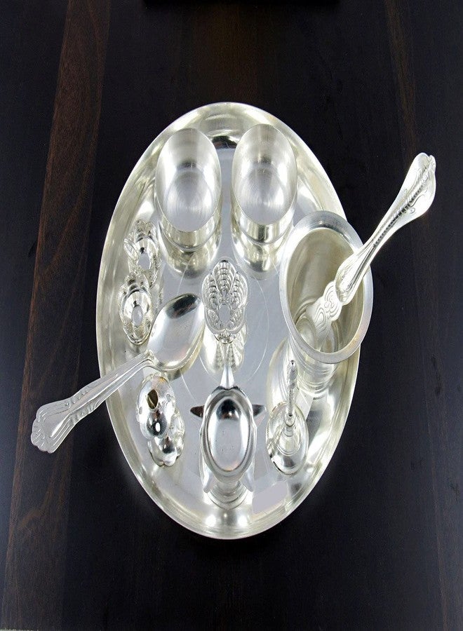 NOBILITY Pooja Thali Set 8 Inch Silver Plated Puja Thali for Diwali Home Decorative Temple Office Wedding Return Gift Items - Image 3