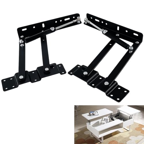 DEEGAA MART DEEGAAMART 2 Pack Lift Top Coffee Table Hinge with Gas Spring – 240mm Lift Up Mechanism for Wooden Tables Only, Max 40kg (Pair), Heavy Duty Steel Bracket – Hardware Only - Image 1