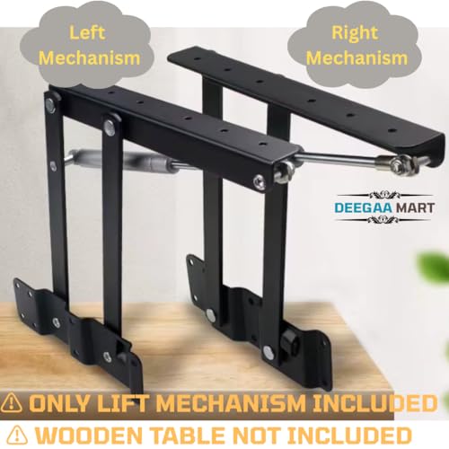 DEEGAA MART DEEGAAMART 2 Pack Lift Top Coffee Table Hinge with Gas Spring – 240mm Lift Up Mechanism for Wooden Tables Only, Max 40kg (Pair), Heavy Duty Steel Bracket – Hardware Only - Image 4