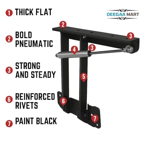DEEGAA MART DEEGAAMART 2 Pack Lift Top Coffee Table Hinge with Gas Spring – 240mm Lift Up Mechanism for Wooden Tables Only, Max 40kg (Pair), Heavy Duty Steel Bracket – Hardware Only - Image 3