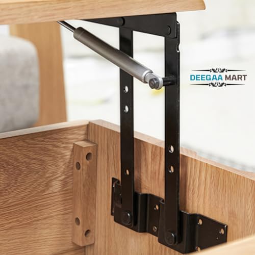 DEEGAA MART DEEGAAMART 2 Pack Lift Top Coffee Table Hinge with Gas Spring – 240mm Lift Up Mechanism for Wooden Tables Only, Max 40kg (Pair), Heavy Duty Steel Bracket – Hardware Only - Image 5