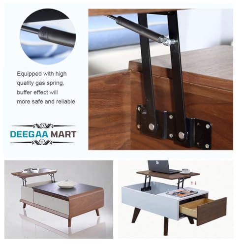 DEEGAA MART DEEGAAMART 2 Pack Lift Top Coffee Table Hinge with Gas Spring – 240mm Lift Up Mechanism for Wooden Tables Only, Max 40kg (Pair), Heavy Duty Steel Bracket – Hardware Only - Image 2