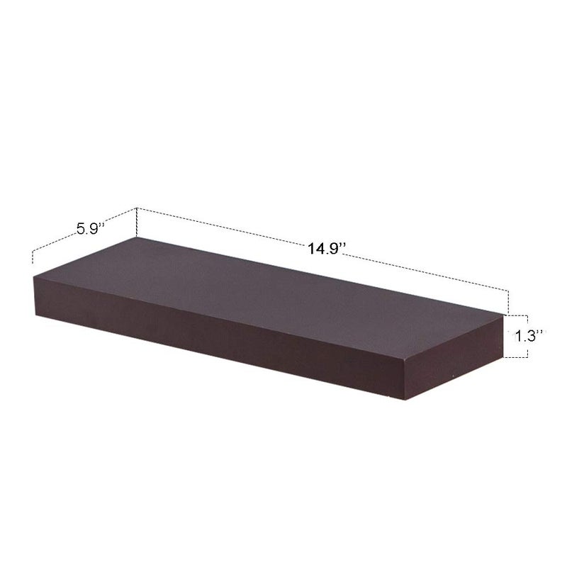 AH-DECOR AHDECOR Floating Wall Mounted Shelves, Set of 3 Display Ledge Shelves Wide Panel for Bedroom Office Kitchen Living Room, 5.9" Deep, Espresso Brown - Image 4