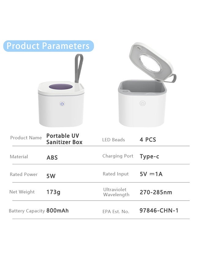 DAKS Portable UV-C Sterilizer Box for Pacifiers, Bottle Nipples, Retainers & Dentures – Travel UV Sanitizer with Auto-Clean, 4 UVC Beads, USB-C Rechargeable, 70 Cycles Battery, BPA-Free for Baby & Home Use - Image 4