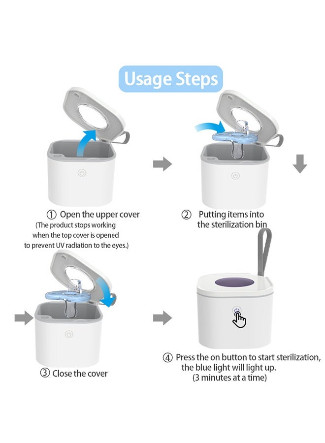 DAKS Portable UV-C Sterilizer Box for Pacifiers, Bottle Nipples, Retainers & Dentures – Travel UV Sanitizer with Auto-Clean, 4 UVC Beads, USB-C Rechargeable, 70 Cycles Battery, BPA-Free for Baby & Home Use - Image 2