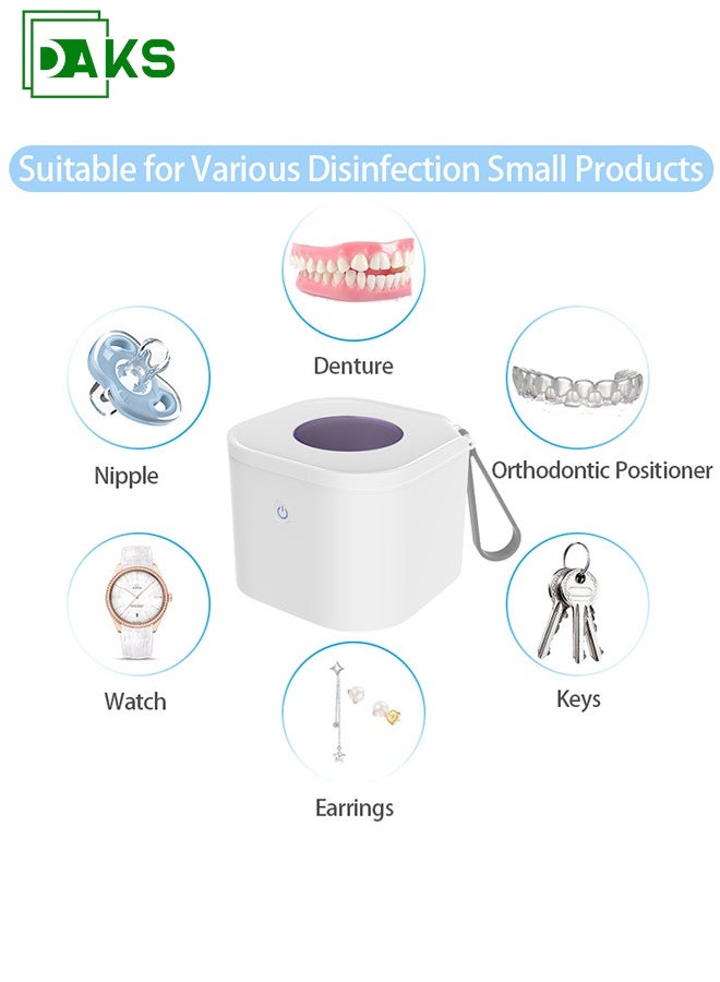 DAKS Portable UV-C Sterilizer Box for Pacifiers, Bottle Nipples, Retainers & Dentures – Travel UV Sanitizer with Auto-Clean, 4 UVC Beads, USB-C Rechargeable, 70 Cycles Battery, BPA-Free for Baby & Home Use - Image 1
