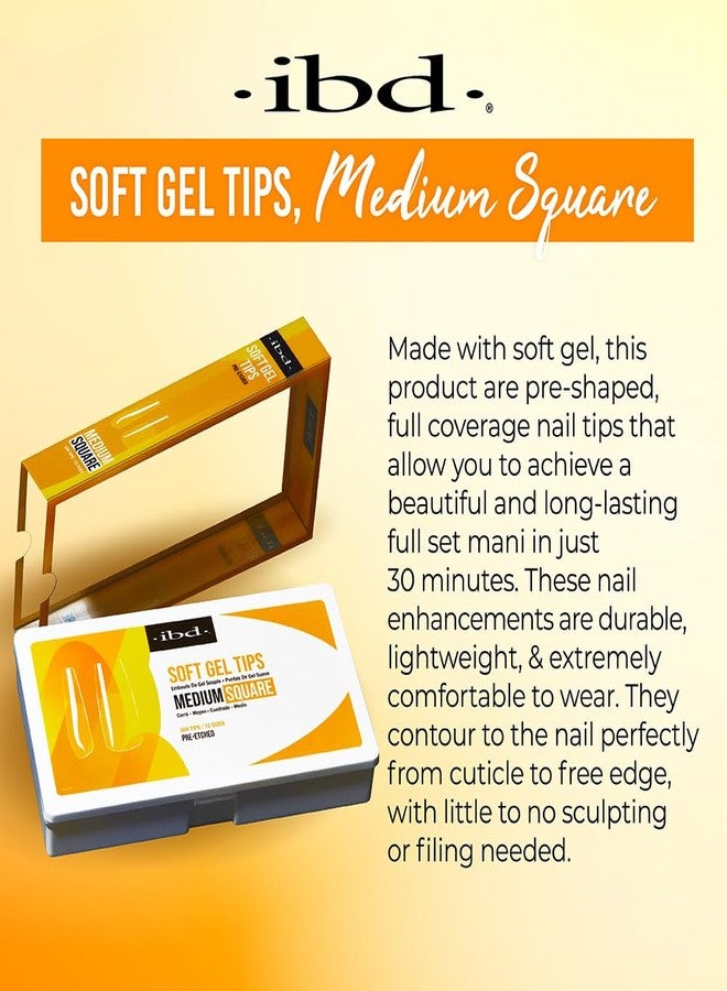 IBD Clear Soft Gel Nail Tips - Pre-Etched Medium Square Nail Tips for Strong Adhesion Acrylic Gel Extensions, Easy Press On DIY Nail Art, 504 Pcs, 12 Sizes - Image 2