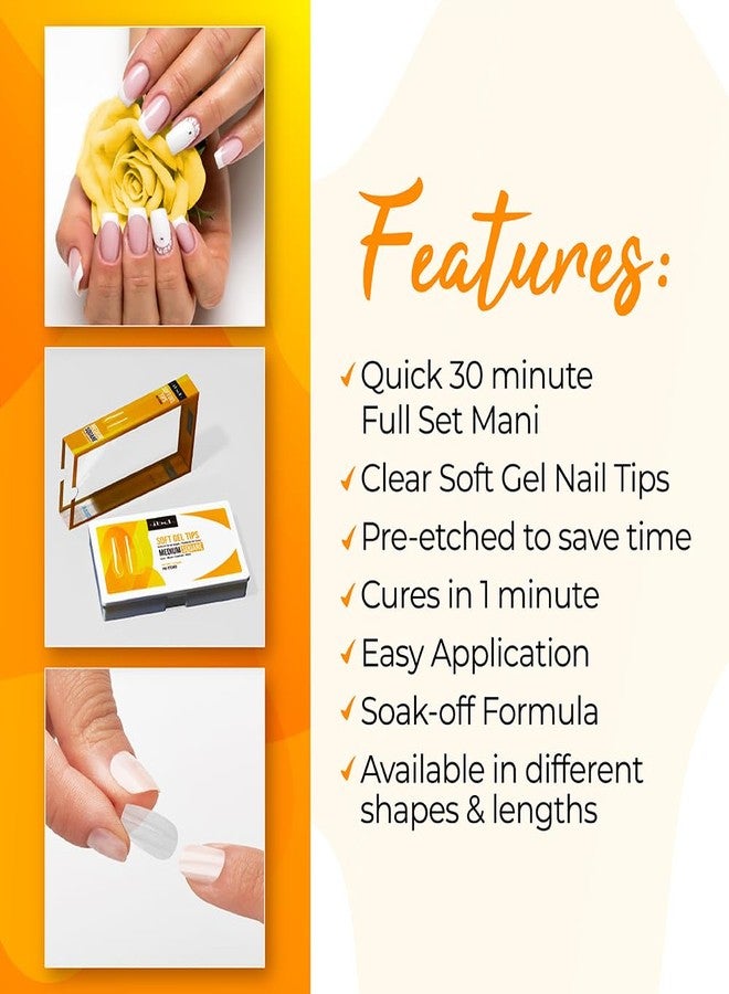 IBD Clear Soft Gel Nail Tips - Pre-Etched Medium Square Nail Tips for Strong Adhesion Acrylic Gel Extensions, Easy Press On DIY Nail Art, 504 Pcs, 12 Sizes - Image 4