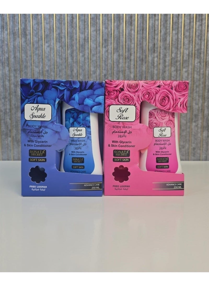Sonata Refreshing Shower Gel Set - Rose & Aqua Splash, 250ml x 2 - Image 3