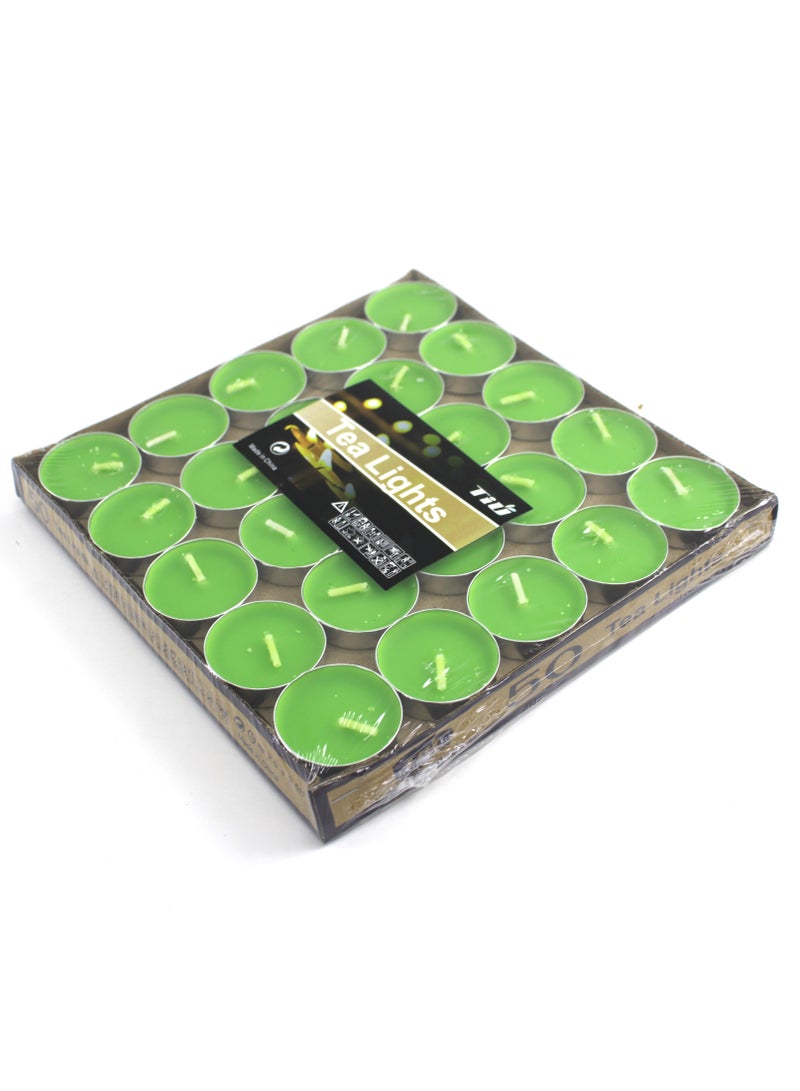AL QADAH Tea Light Candles 5.6g 50Pcs Box Assorted Colors Smokeless Unscented Long Lasting Ideal for Home Events & Decorations - Image 1