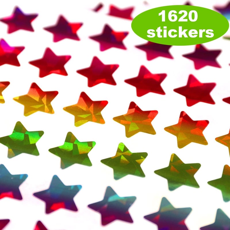 Lrogoe 1620 Holographic Rainbow Small Star Stickers for Kids Reward, Behavior Chart, Student Planner and School Classroom Teacher Supplies, 0.6" Diameter - Image 2