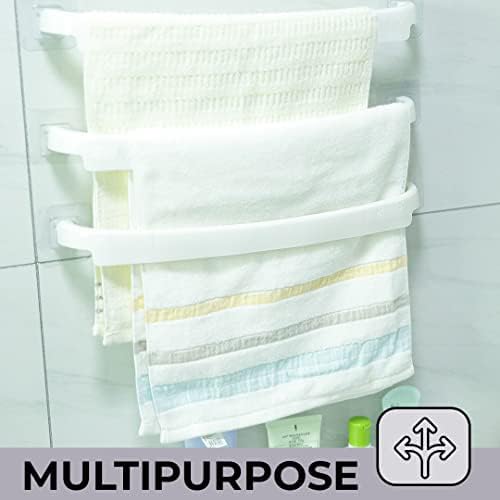 Kuber Industries Towel Hanger for Bathroom|Wall Mounted Cloth Hanger|Multipurpose Cloth & Napkin Holder|Premium PP Material|Self-Adhesive DIY Installation|Bathroom & Kitchen Organizer|Pack of 3|White - Image 5