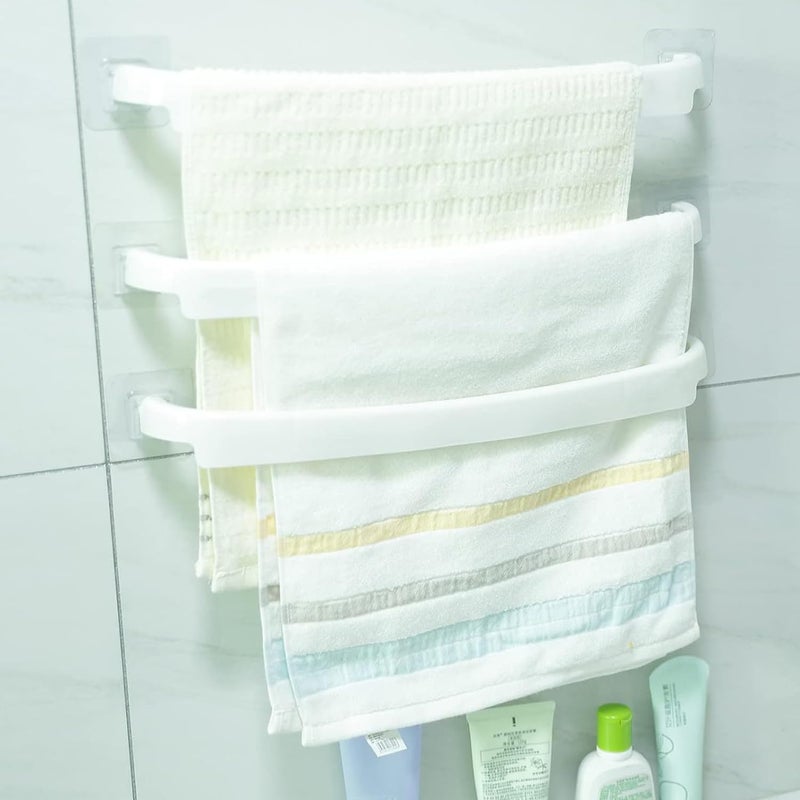 Kuber Industries Towel Hanger for Bathroom|Wall Mounted Cloth Hanger|Multipurpose Cloth & Napkin Holder|Premium PP Material|Self-Adhesive DIY Installation|Bathroom & Kitchen Organizer|Pack of 3|White - Image 1