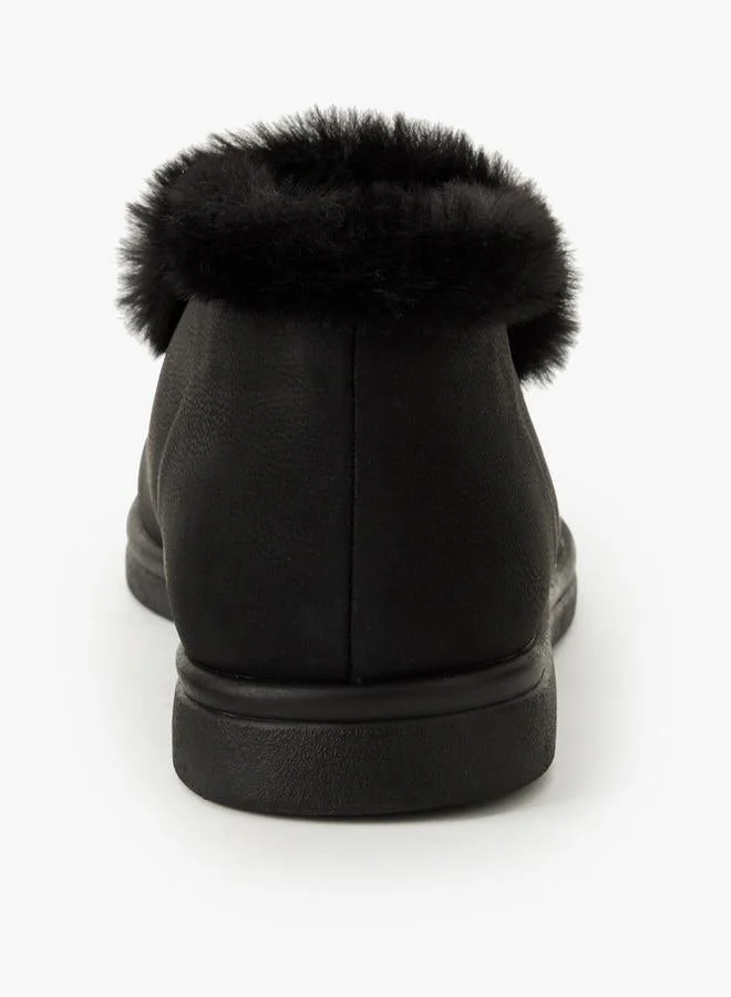 Renzo Ruganni BLACK Women Faux Fur Slip-On Loafers for Women | Best Price UAE
