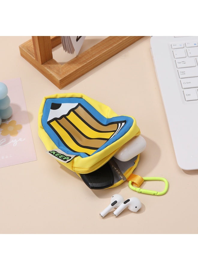 Kids Pencil Case Color-Block Striped Multi-Purpose Earphone Case Coin Purse Backpack Charm School Supplies - Image 2
