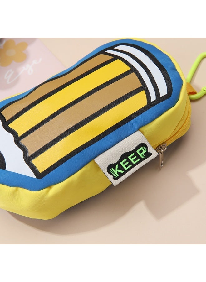 Kids Pencil Case Color-Block Striped Multi-Purpose Earphone Case Coin Purse Backpack Charm School Supplies - Image 4