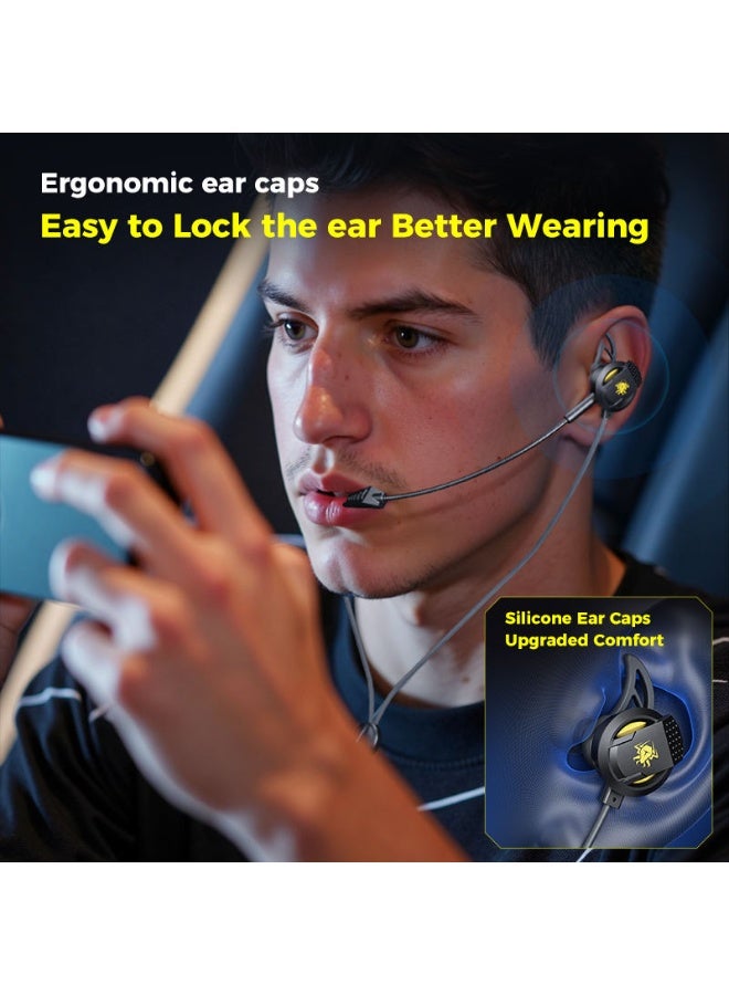 بليكستون سماعات الألعاب داخل الأذن Plextone RX5 بتوصيل Type-C 2 في 1 تدعم شحن PD أثناء الاستخدام مع ميكروفون قابل للفصل وكابل بطول 1.2 متر مضاد للتشابك خفيف الوزن ومريح متوافق مع هواتف أندرويد والأجهزة اللوحية واللابتوبات باللون الأسود - Image 2